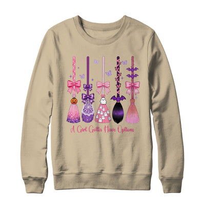 A Girl Gotta Have Options Witch Brooms Coquette Halloween Shirt & Sweatshirt | teecentury