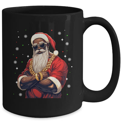 African American Santa Claus Family Christmas Black Mug | teecentury