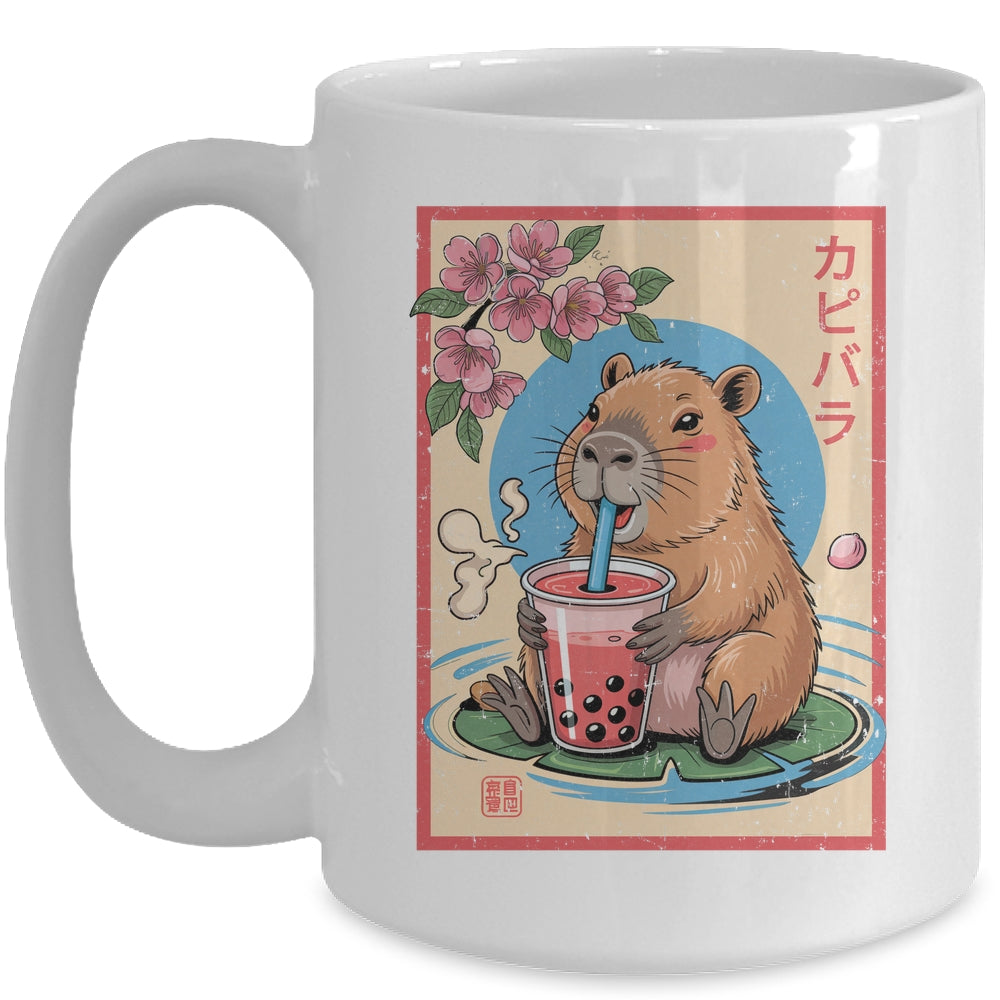 Anime Capybara Graphic Tees Kawaii Japanese Vintage Capybara Mug | teecentury