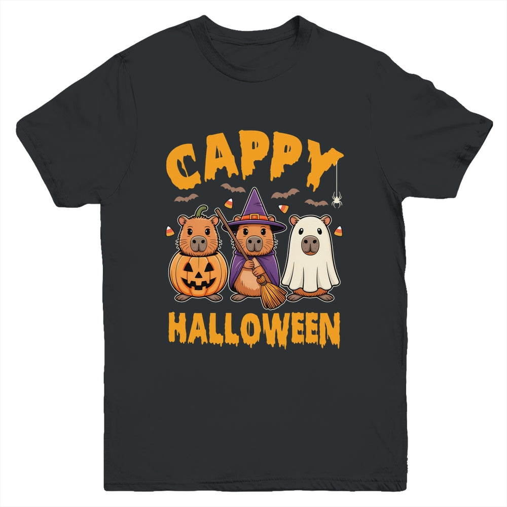 Cappy Halloween Funny Capybara Ghost Witch Pumpkin Spooky Youth Shirt | teecentury