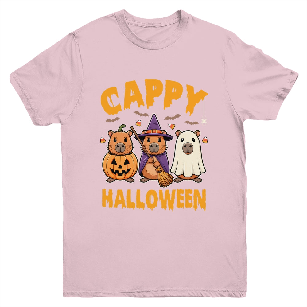 Cappy Halloween Funny Capybara Ghost Witch Pumpkin Spooky Youth Shirt | teecentury