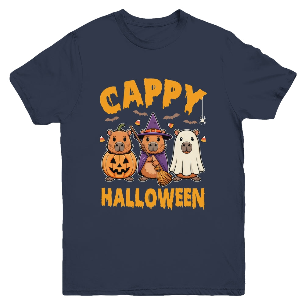 Cappy Halloween Funny Capybara Ghost Witch Pumpkin Spooky Youth Shirt | teecentury
