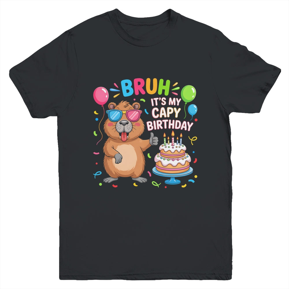 Capy Birthday Capybara BRUH Cute Happy Birthday Boys Girls Youth Shirt | teecentury