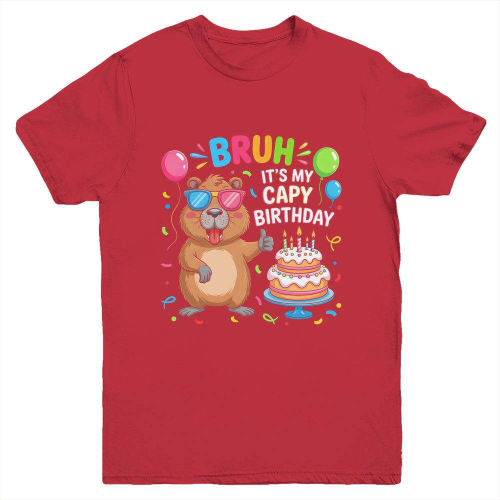 Capy Birthday Capybara BRUH Cute Happy Birthday Boys Girls Youth Shirt | teecentury
