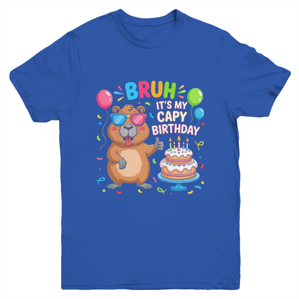 Capy Birthday Capybara BRUH Cute Happy Birthday Boys Girls Youth Shirt | teecentury