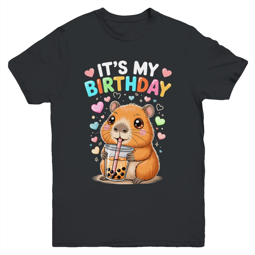 Capybara Birthday Graphic Kids Cute Capibara Its My Birthday Youth Shirt | teecentury