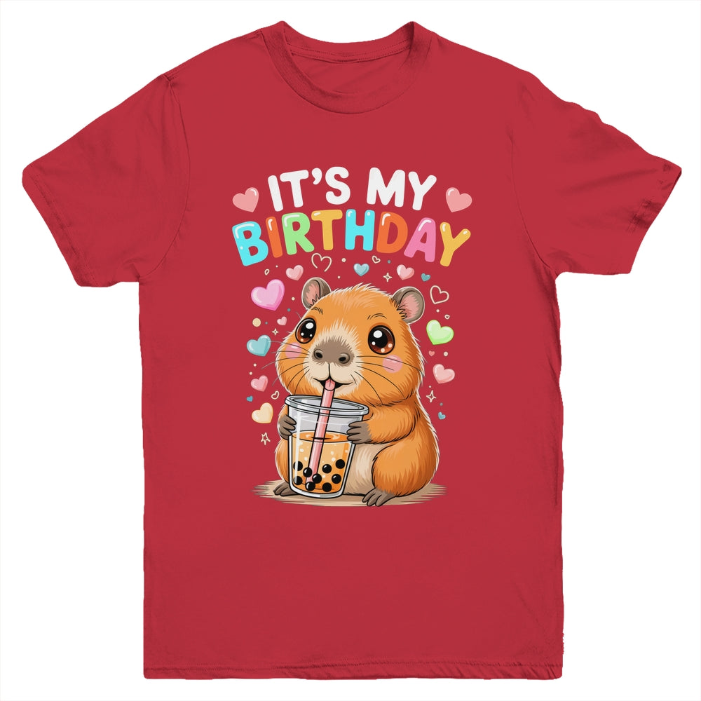 Capybara Birthday Graphic Kids Cute Capibara Its My Birthday Youth Shirt | teecentury