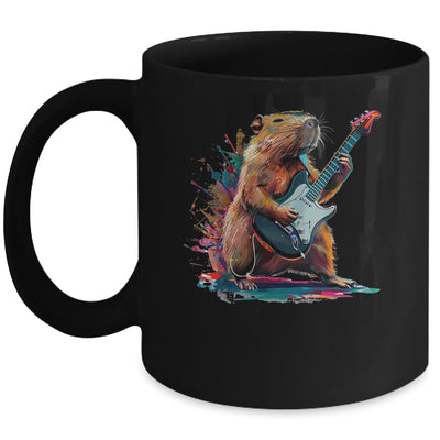 Capybara Playing Electric Guitar Funny Capybaras Lover Mug | teecentury