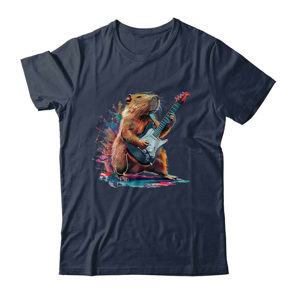 Capybara Playing Electric Guitar Funny Capybaras Lover Shirt & Tank Top | teecentury