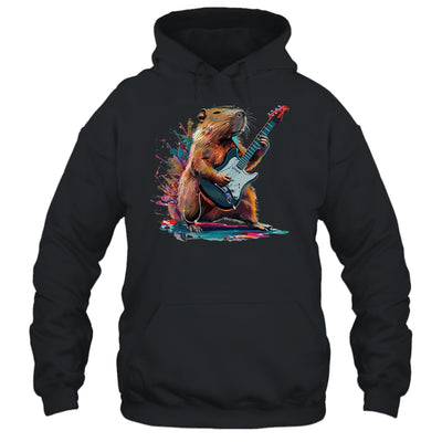 Capybara Playing Electric Guitar Funny Capybaras Lover Shirt & Tank Top | teecentury
