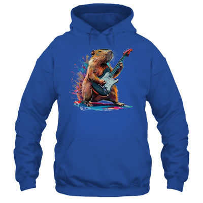 Capybara Playing Electric Guitar Funny Capybaras Lover Shirt & Tank Top | teecentury