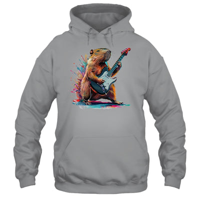 Capybara Playing Electric Guitar Funny Capybaras Lover Shirt & Tank Top | teecentury