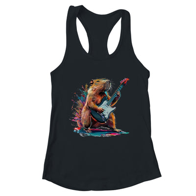 Capybara Playing Electric Guitar Funny Capybaras Lover Shirt & Tank Top | teecentury