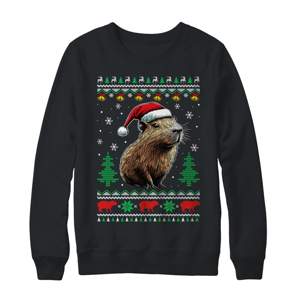 Capybara Santa Hat Ugly Christmas Capybara Lover Xmas Shirt & Sweatshirt | teecentury