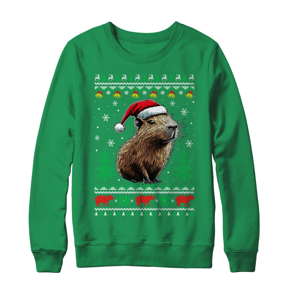 Capybara Santa Hat Ugly Christmas Capybara Lover Xmas Shirt & Sweatshirt | teecentury