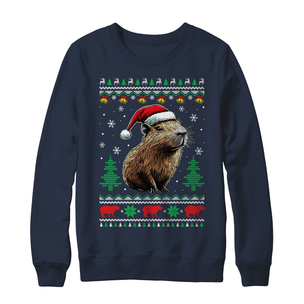 Capybara Santa Hat Ugly Christmas Capybara Lover Xmas Shirt & Sweatshirt | teecentury