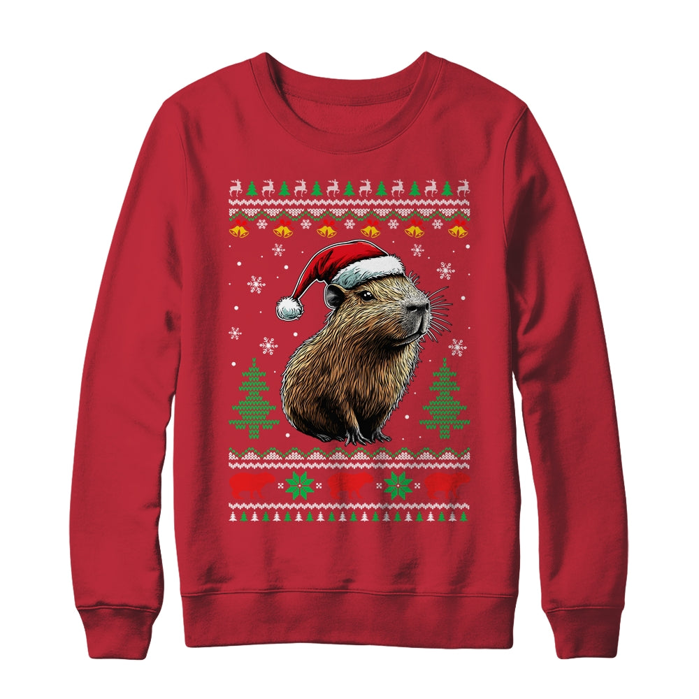 Capybara Santa Hat Ugly Christmas Capybara Lover Xmas Shirt & Sweatshirt | teecentury