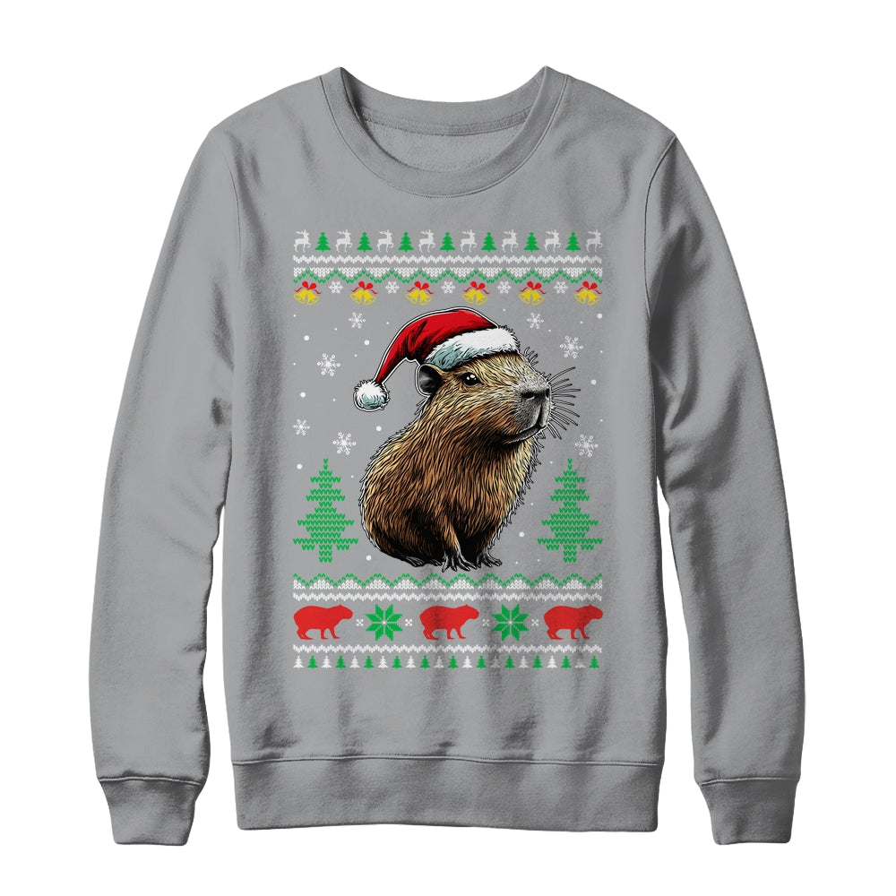 Capybara Santa Hat Ugly Christmas Capybara Lover Xmas Shirt & Sweatshirt | teecentury