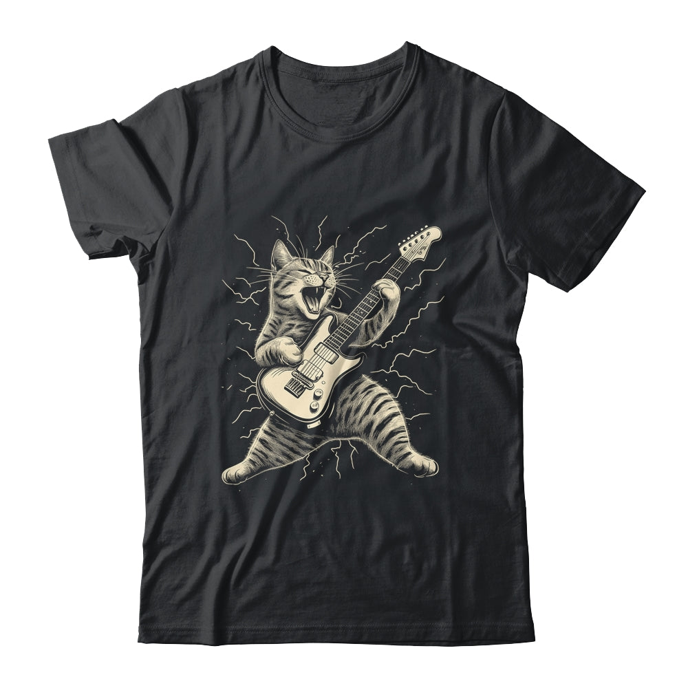 Cat Playing Guitar Rock Music Rock And Roll For Men Women Shirt & Hoodie | teecentury