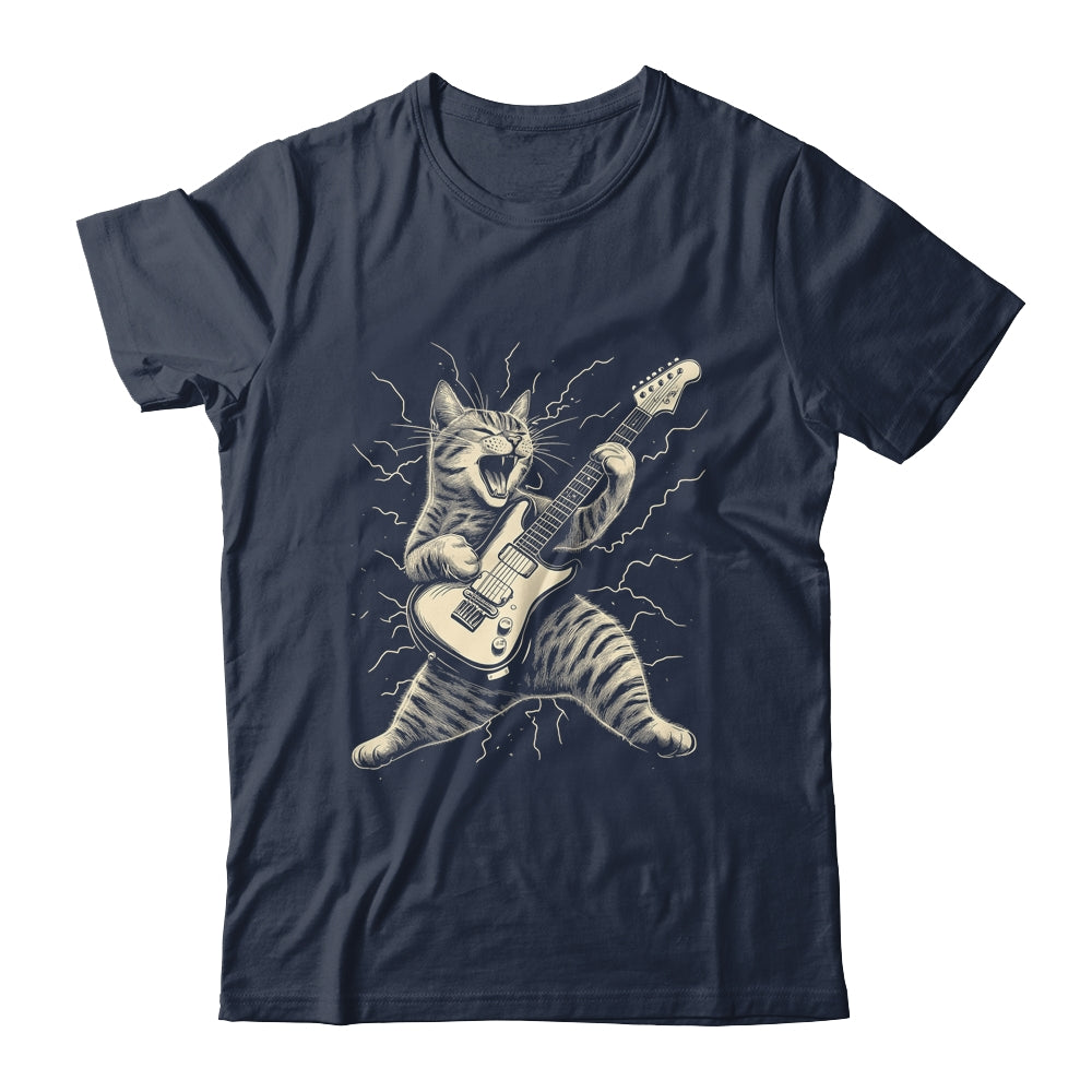 Cat Playing Guitar Rock Music Rock And Roll For Men Women Shirt & Hoodie | teecentury