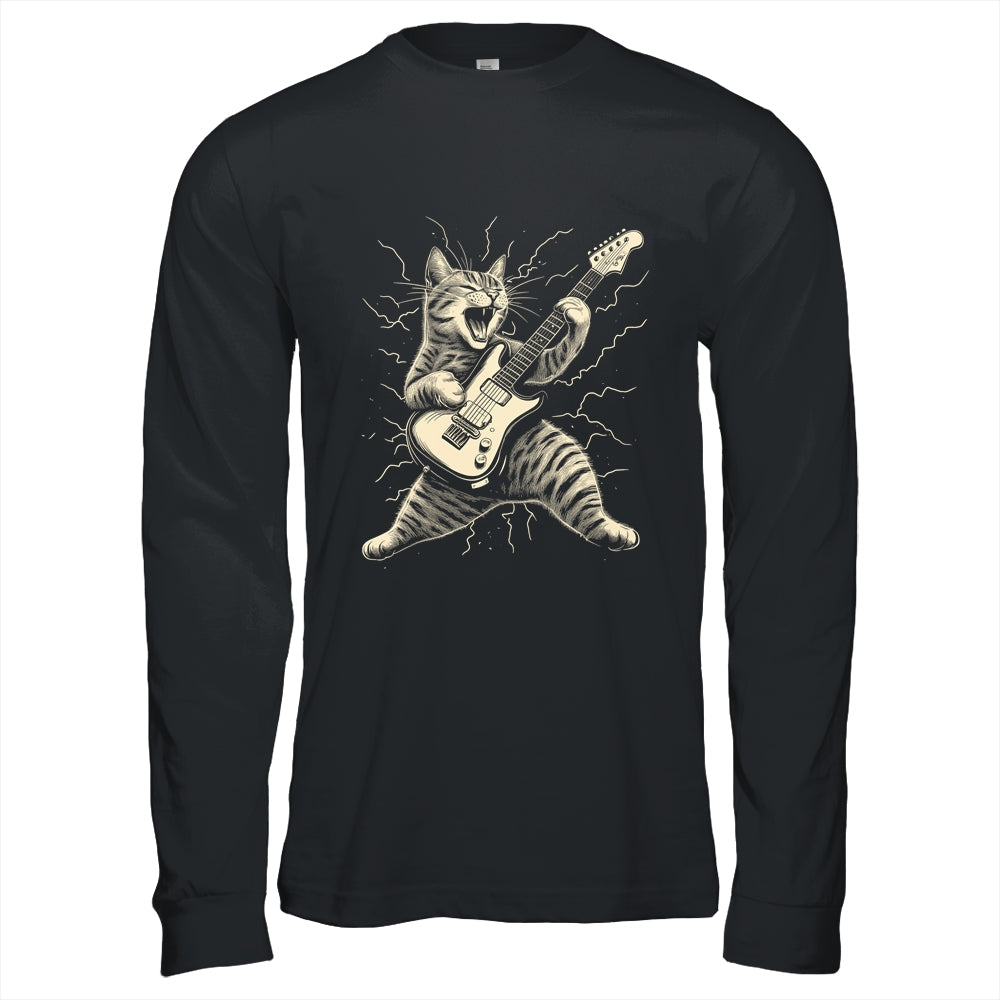 Cat Playing Guitar Rock Music Rock And Roll For Men Women Shirt & Hoodie | teecentury