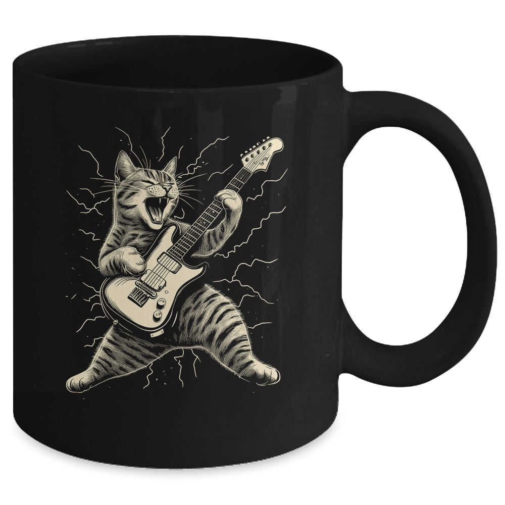 Cat Playing Guitar Rock Music Rock And Roll For Men Women Mug | teecentury
