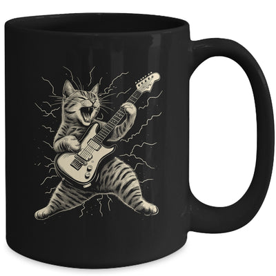 Cat Playing Guitar Rock Music Rock And Roll For Men Women Mug | teecentury