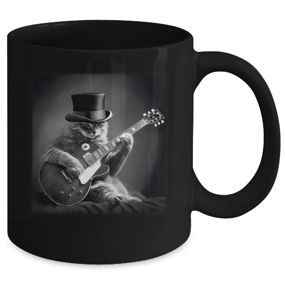 Cat Playing Guitar Rock Music Store Funny Cat For Men Women Mug | teecentury