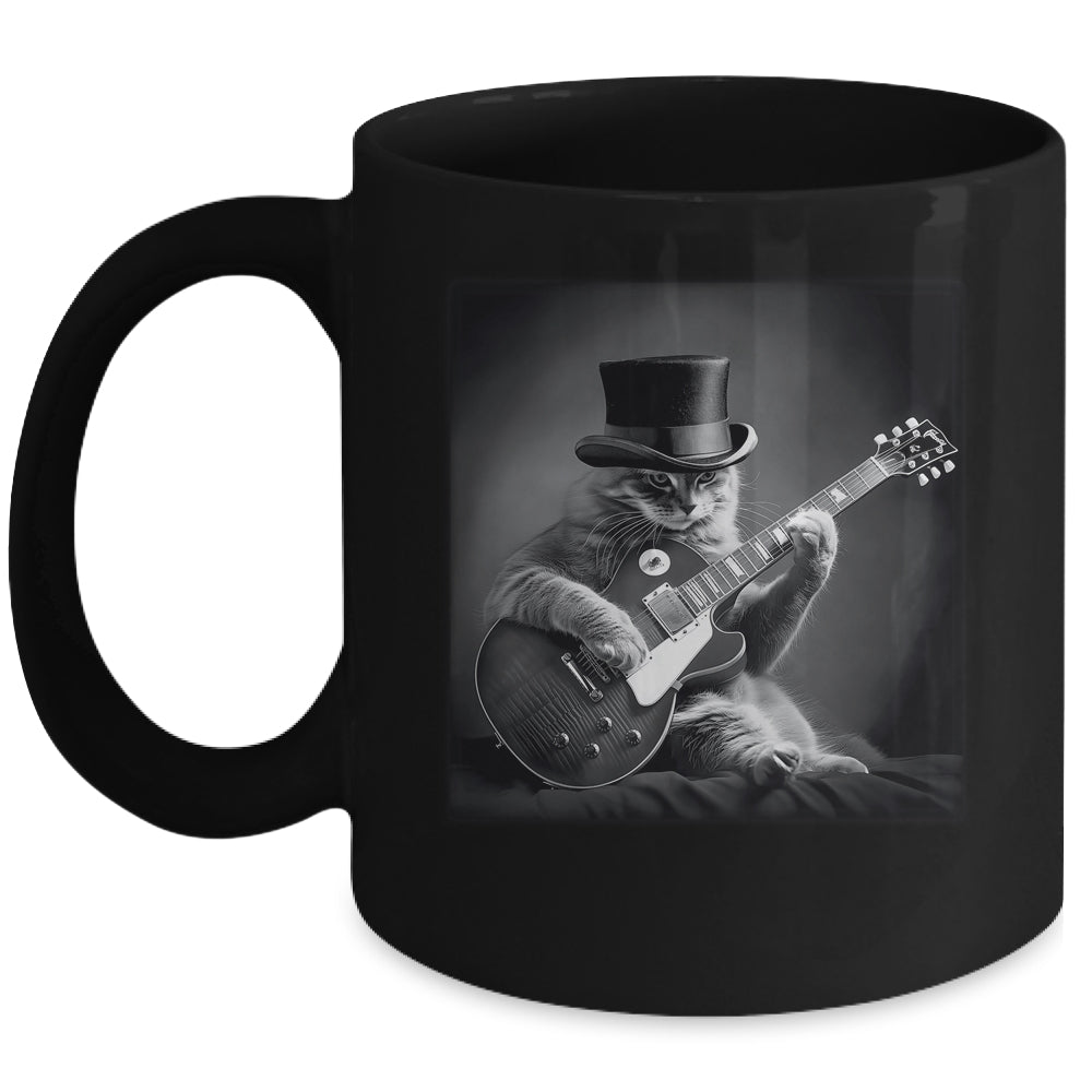 Cat Playing Guitar Rock Music Store Funny Cat For Men Women Mug | teecentury