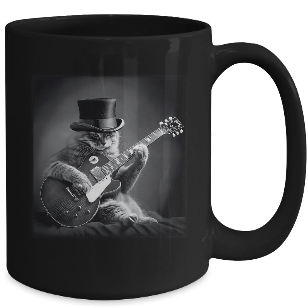 Cat Playing Guitar Rock Music Store Funny Cat For Men Women Mug | teecentury