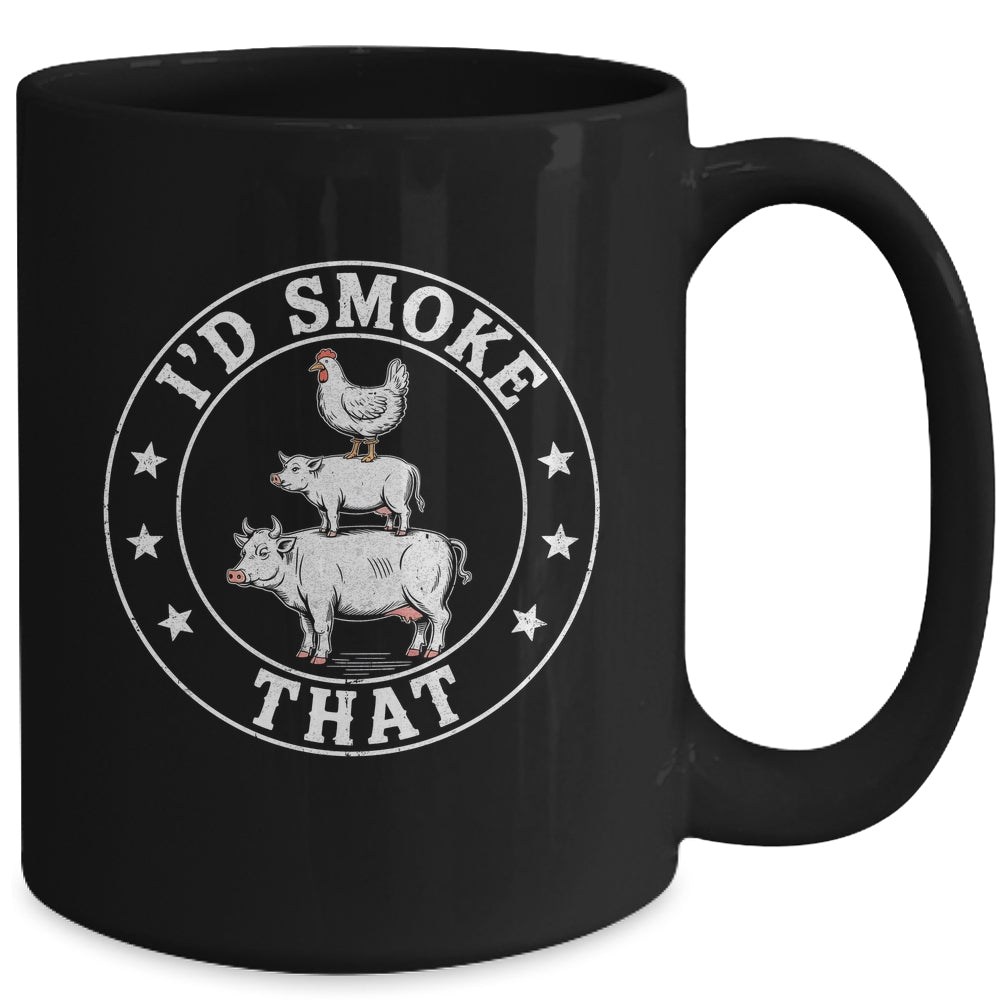Chef Butcher BBQ Smoker I'd Smoke That Barbecue Pitmaster Mug | teecentury