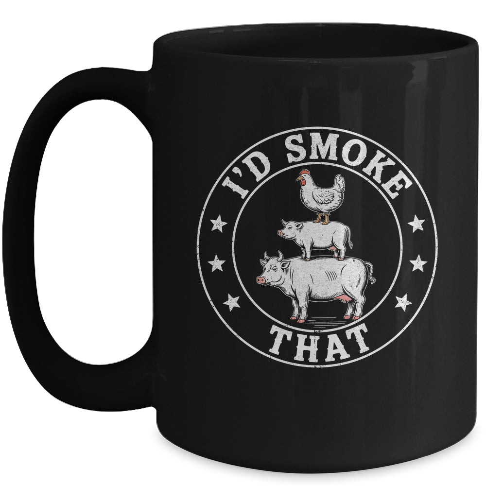 Chef Butcher BBQ Smoker I'd Smoke That Barbecue Pitmaster Mug | teecentury