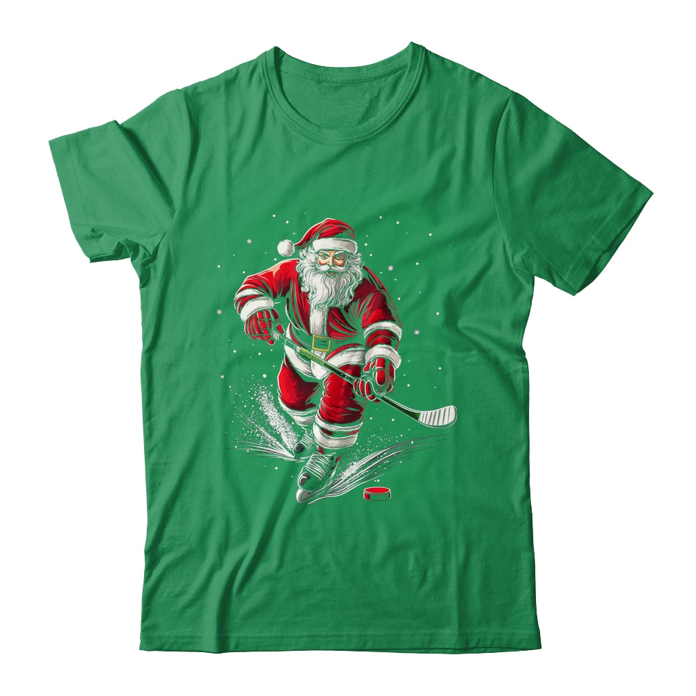 Christmas Sports Santa Playing Ice Hockey Xmas Men Women Shirt & Sweatshirt | teecentury