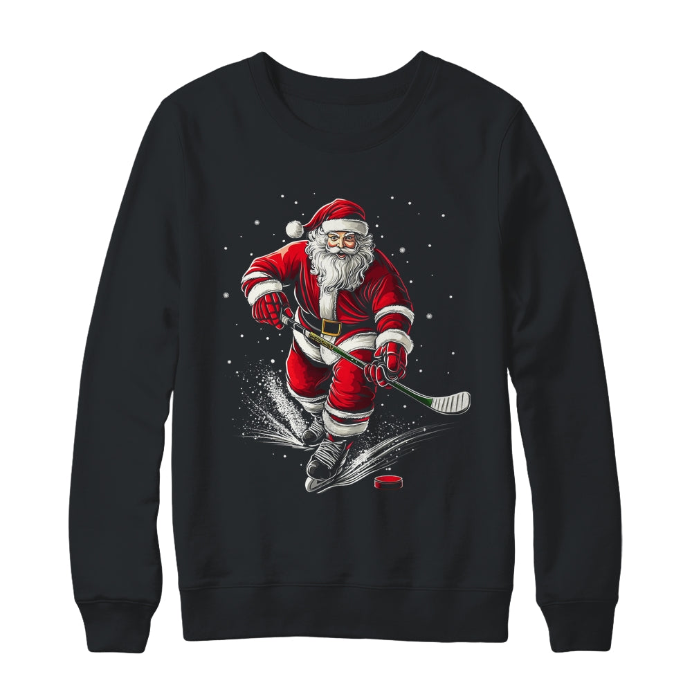 Christmas Sports Santa Playing Ice Hockey Xmas Men Women Shirt & Sweatshirt | teecentury