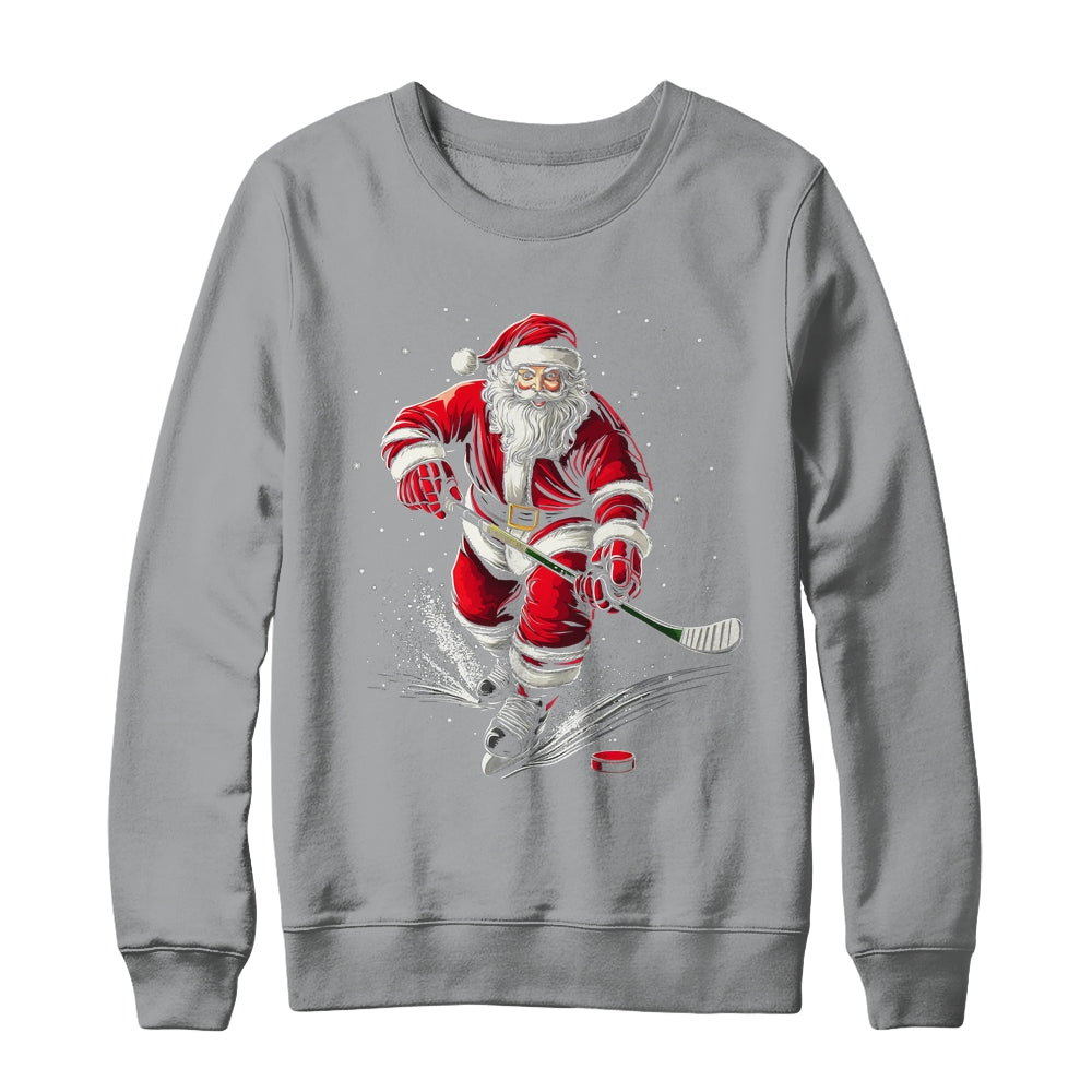 Christmas Sports Santa Playing Ice Hockey Xmas Men Women Shirt & Sweatshirt | teecentury