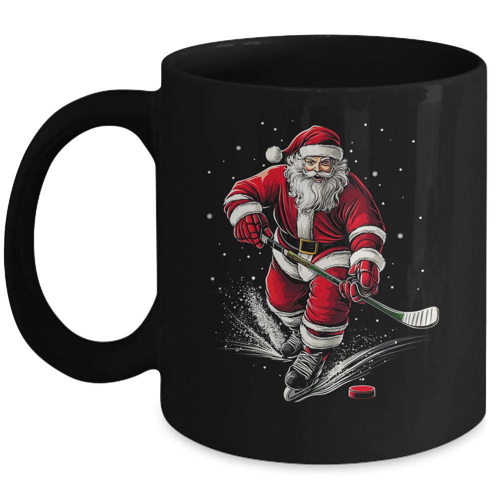Christmas Sports Santa Playing Ice Hockey Xmas Men Women Mug | teecentury