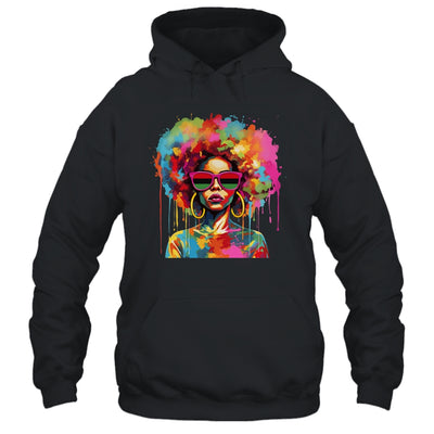 Colorful Art Black Queen Afro Melanin Dripping Juneteenth Shirt & Tank Top | teecentury