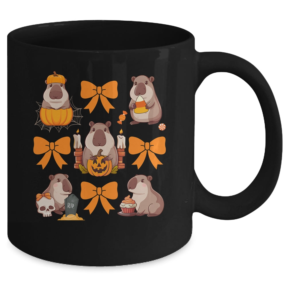 Cute Capybara Fall Halloween Capybara Coquette Bow Girls Mug | teecentury