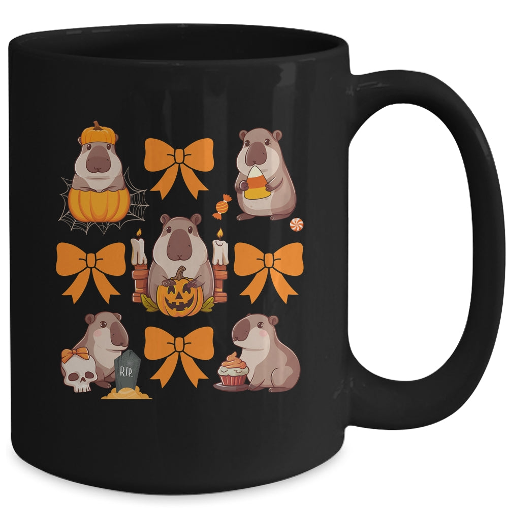 Cute Capybara Fall Halloween Capybara Coquette Bow Girls Mug | teecentury