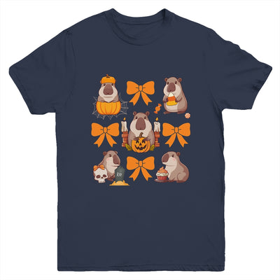 Cute Capybara Fall Halloween Capybara Coquette Bow Girls Youth Shirt | teecentury