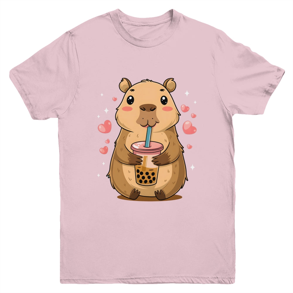 Cute Capybara Tea Bubble Rodent Women Teen Girls Kids Youth Shirt | teecentury