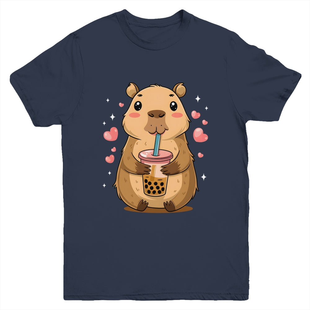 Cute Capybara Tea Bubble Rodent Women Teen Girls Kids Youth Shirt | teecentury
