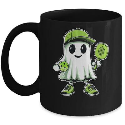 Cute Ghost Playing Pickleball Halloween Paddleball Funny Mug | teecentury