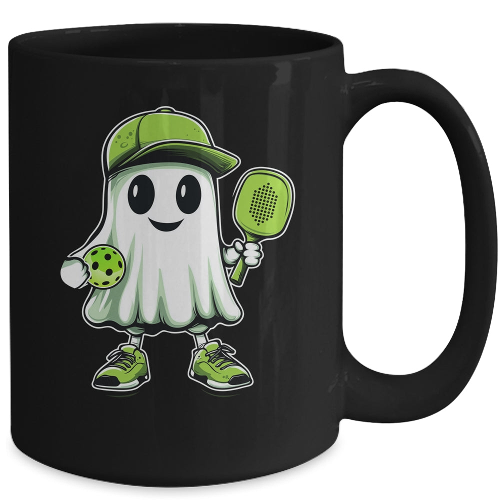 Cute Ghost Playing Pickleball Halloween Paddleball Funny Mug | teecentury