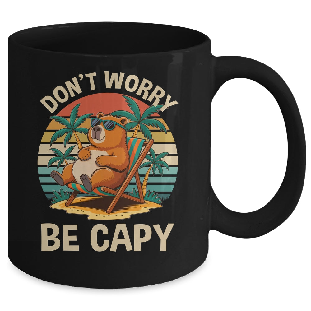 Dont Worry Be Capy Funny Capybara Retro Boys Girls Kids Mug | teecentury