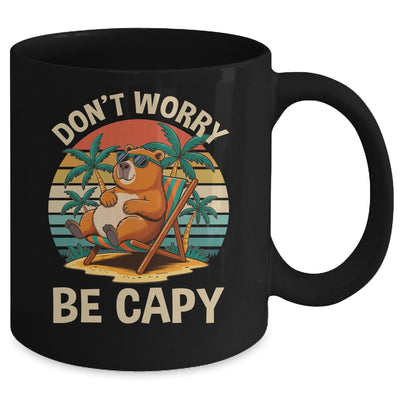 Dont Worry Be Capy Funny Capybara Retro Boys Girls Kids Mug | teecentury