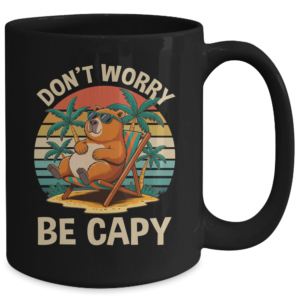 Dont Worry Be Capy Funny Capybara Retro Boys Girls Kids Mug | teecentury