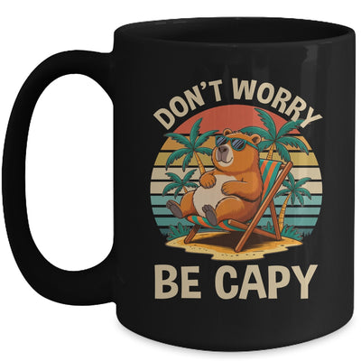 Dont Worry Be Capy Funny Capybara Retro Boys Girls Kids Mug | teecentury