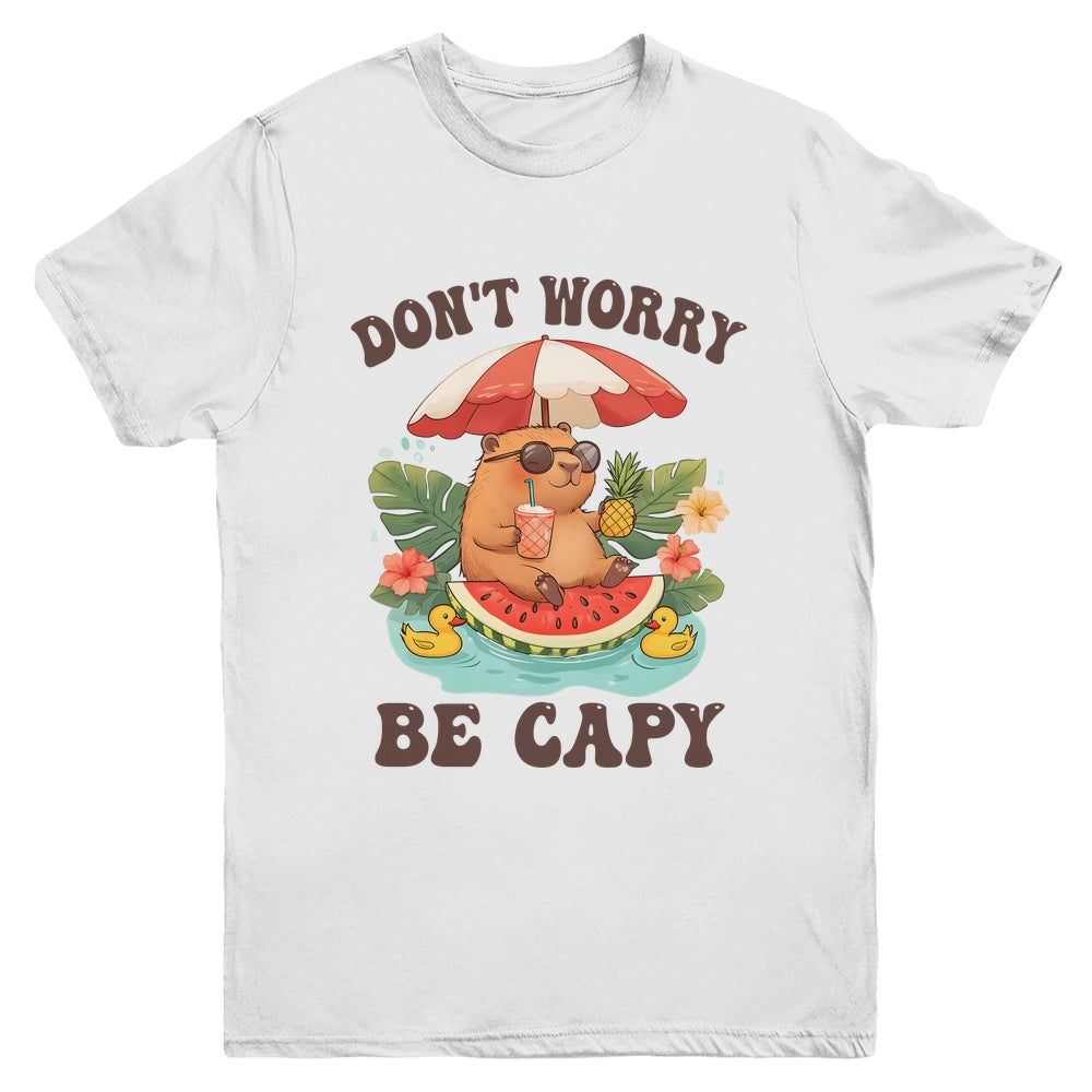 Dont Worry Be Capy Funny Capybara Youth Women Boys Kids Youth Shirt | teecentury