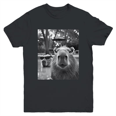 Funny Capybara Cool Capybara Selfie Caby Lover Kids Boy Girl Youth Shirt | teecentury